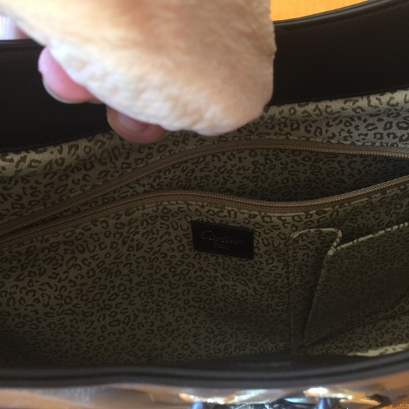 VINTAGE CARTIER GOLD TONE LOGO BROWN BAG - Picture 7 of 8